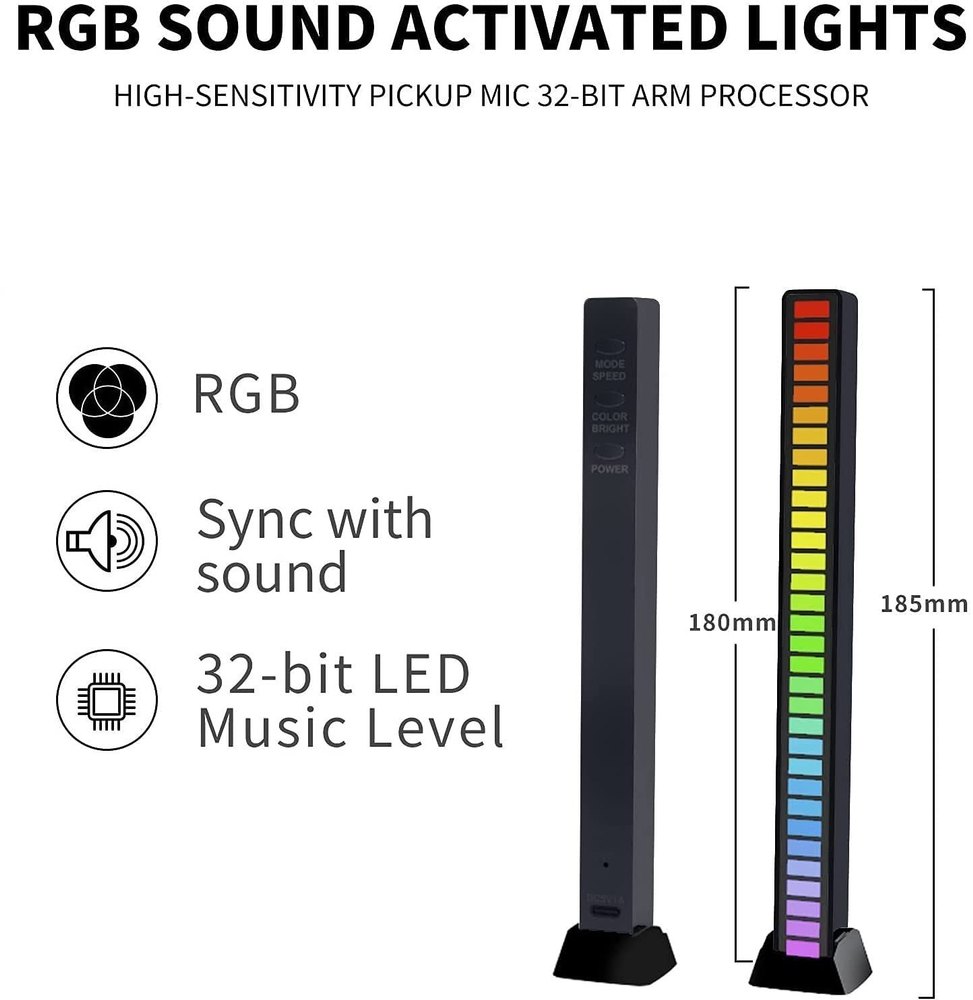 Voice Activated Rhythm Light - White 32 Bead Lamp with RGB Effects. 