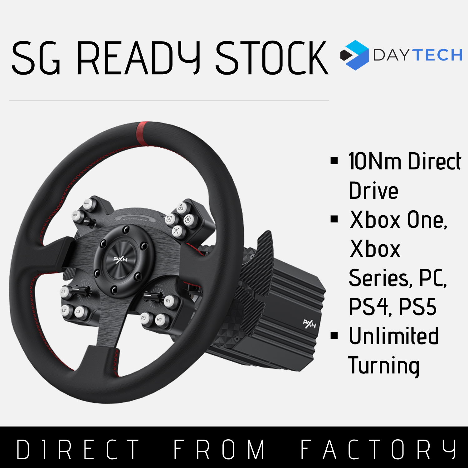 PXN V12 Direct Drive Force Feedback USB Steering Wheel PC XBOX ONE PS4 ...