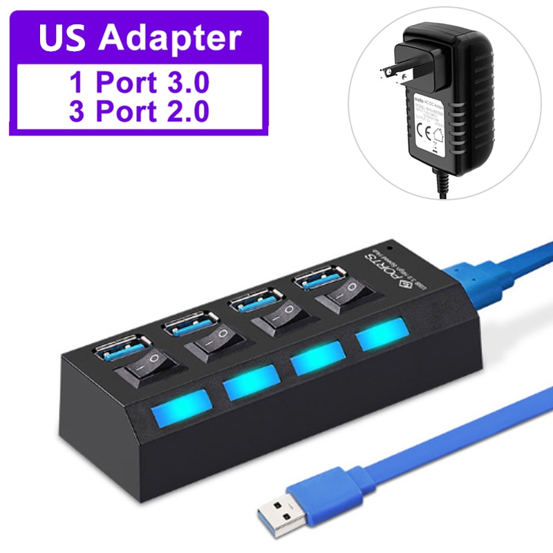 Usb hub 3 0 hub usb splitter 3.0 multi usb hub with power adapter 4 7 port extender 2.0 hab computer essories for computer pc