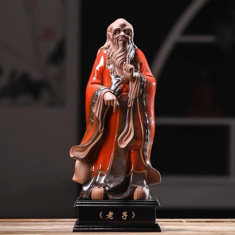Tượng Lão Tử vấn Thiên- Tượng gốm tử sa trang trí decor phối lũa tiểu cảnh ghép bonsai- Tượng Lão Tử đẹp