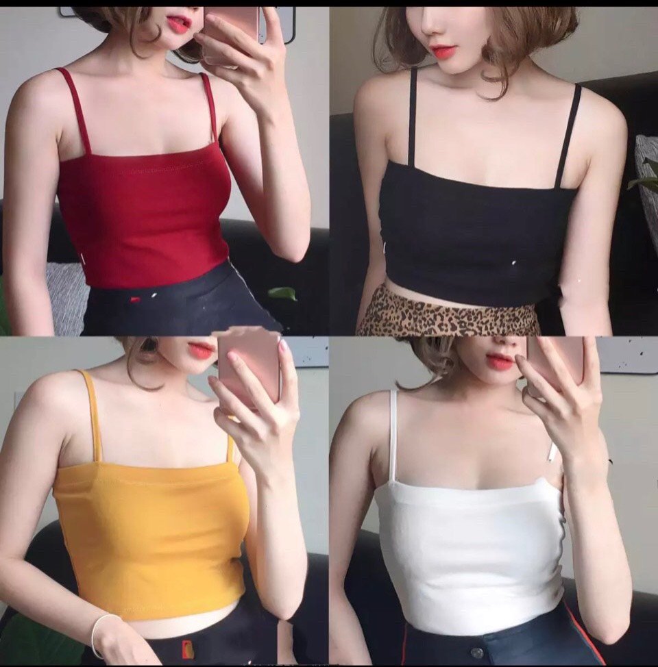 Áo 2 dây croptop, áo hai dây sợi bún