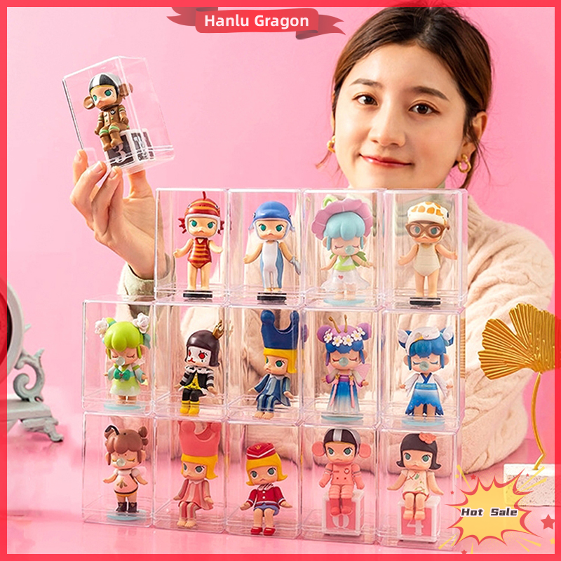 Hanlu 1Pc Figure Doll Display Box Small Model Storage Box Dust-Proof Box Protection Case Transparent Showcase Organizer Display Rack