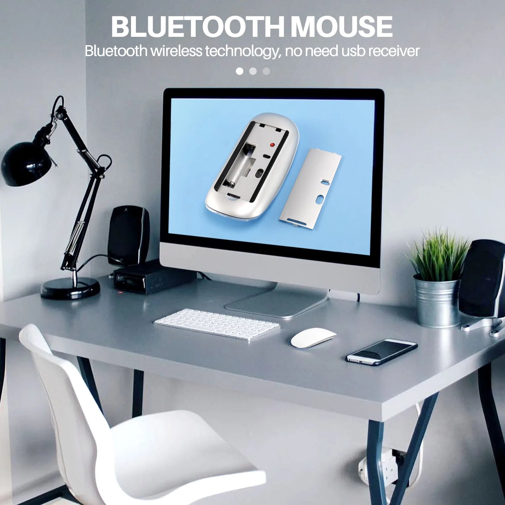 Bluetooth Wireless Magic Mouse Silent Rechargeable Computer Mouse Slim Ergonomic PC Mice For Macbook nksh-076