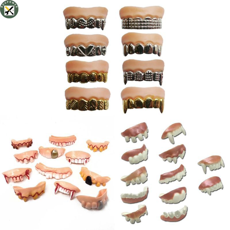 BouPower　Halloween Simulation Denture Funny Soft Braces Rotten Teeth Cosplay Tricky Props