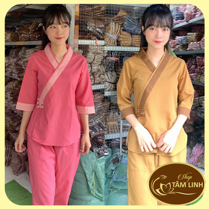 Đồ Lam Đi Chùa _ Mẫu Tim 3 Nút