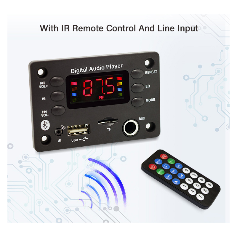 12V Bluetooth 5.0 Bảng Mạch Giải Mã MP3 máy nghe nhạc MP3 Hands-free âm thanh trên xe hơi Kit Microphone USB Radio FM hỗ trợ thẻ TF MP3 loa Máy nghe nhạc