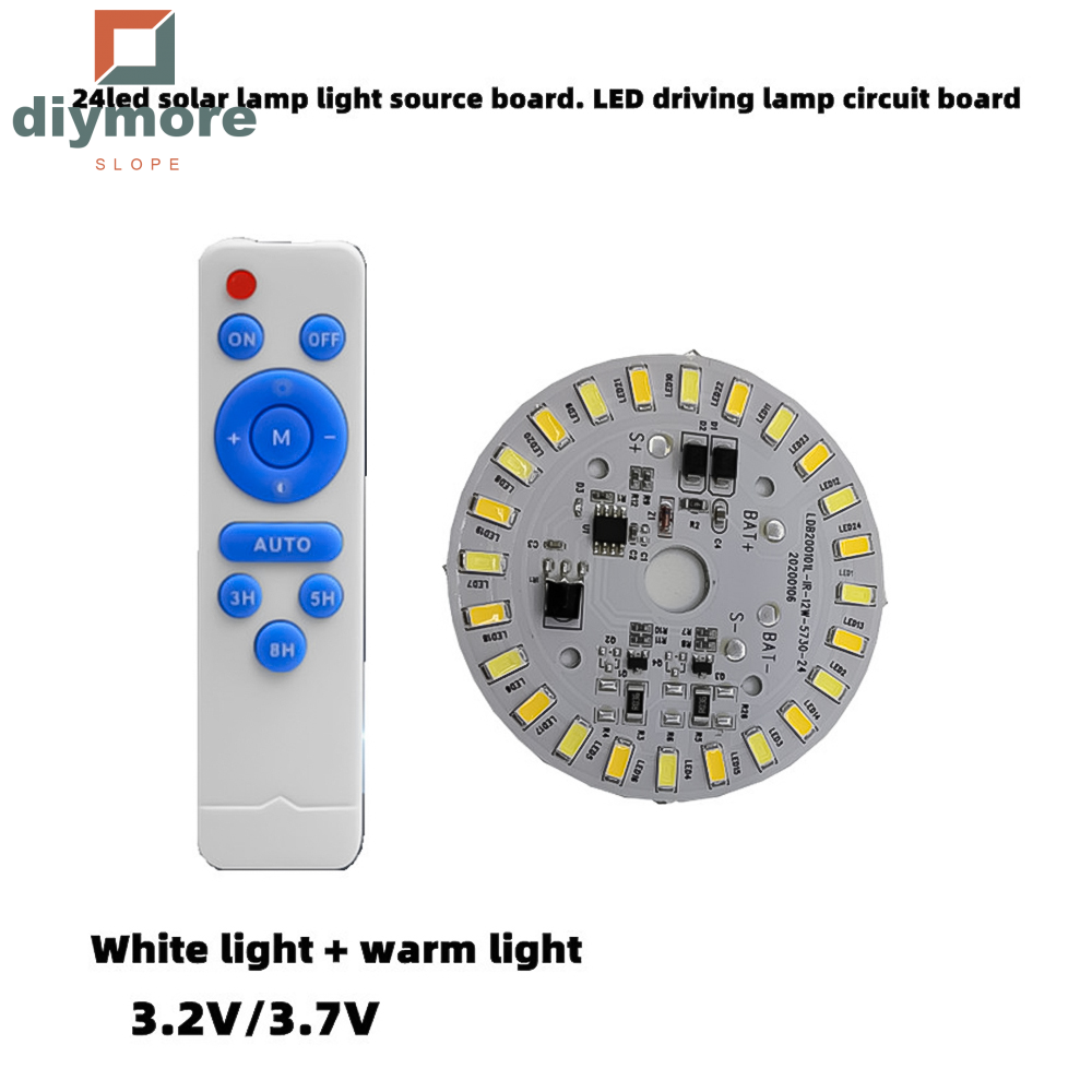 Diymore Đèn LED Năng Lượng Mặt Trời Hai Màu 3.2V 3.7V Hình Tròn Dốc Đèn Trần Năng Lượng Mặt Trời 12W Tấm Điều Khiển Từ Xa Cho Đèn Sân Năng Lượng Mặt Trời
