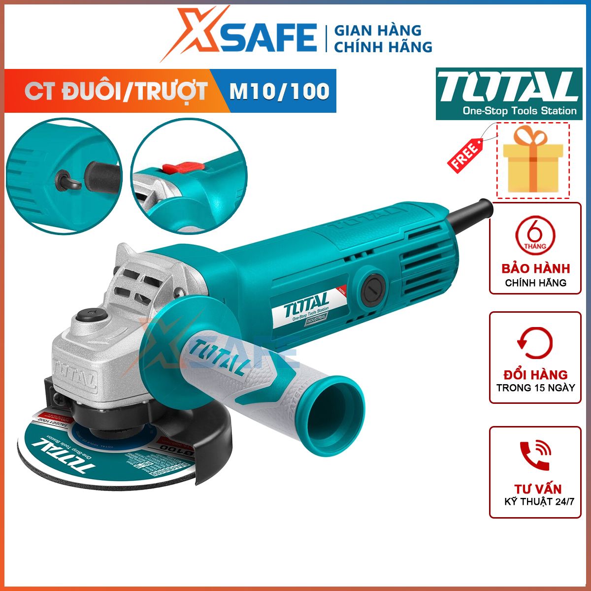 710-900W M10/100mm total power portable grinding machine tail/sliding switch 11000 v/p portable angle grinder Iron cutter-authentic-xsafe