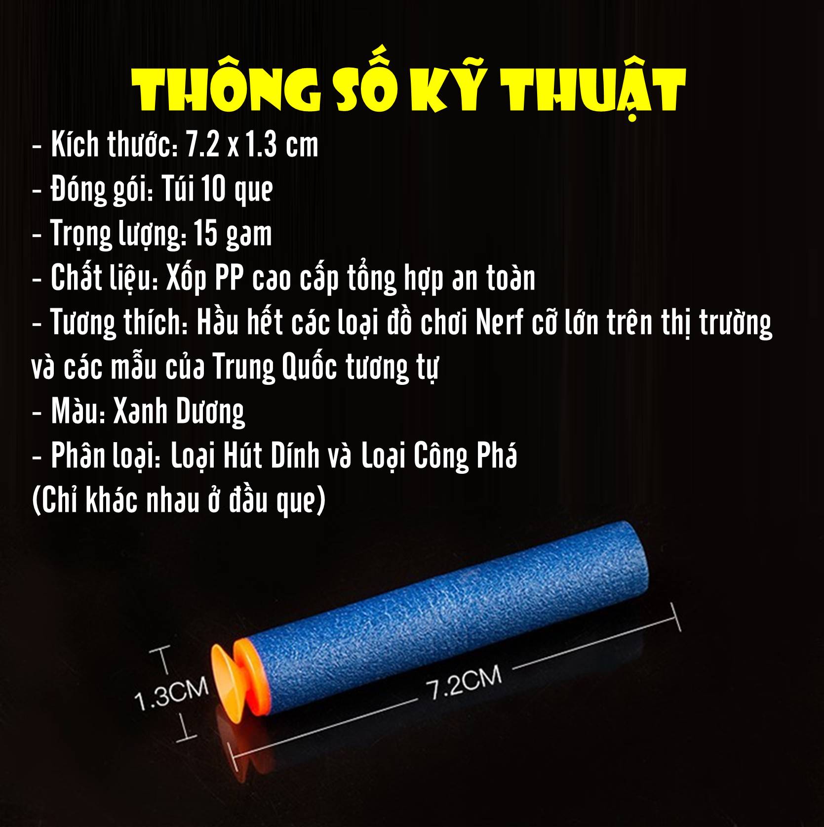 Bộ 10 Que Xốp Lẻ Thay Thế Dành Cho Đồ Chơi Nerff