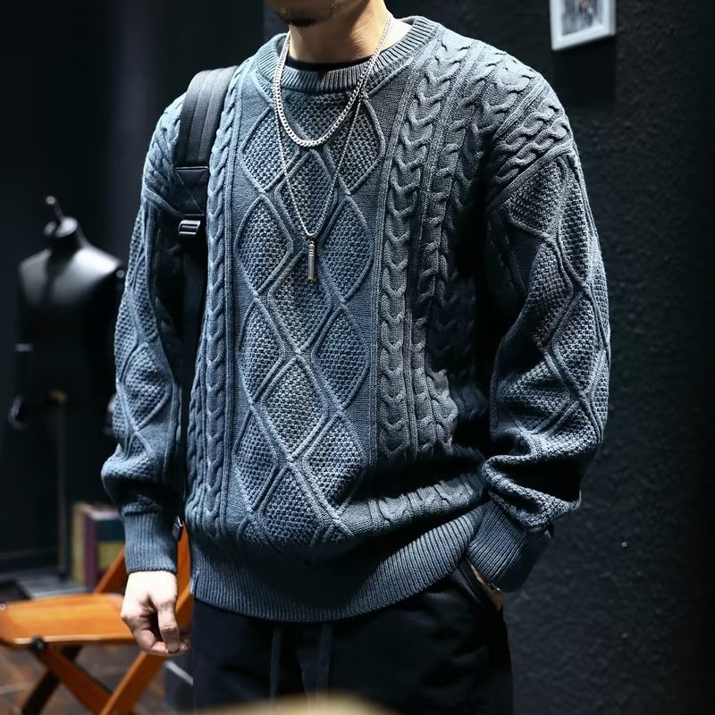 (M-3XL) Sweater sweater, men's Korean style trendy loose, winter in Japanese lazy sweater jacket358_voghion.com