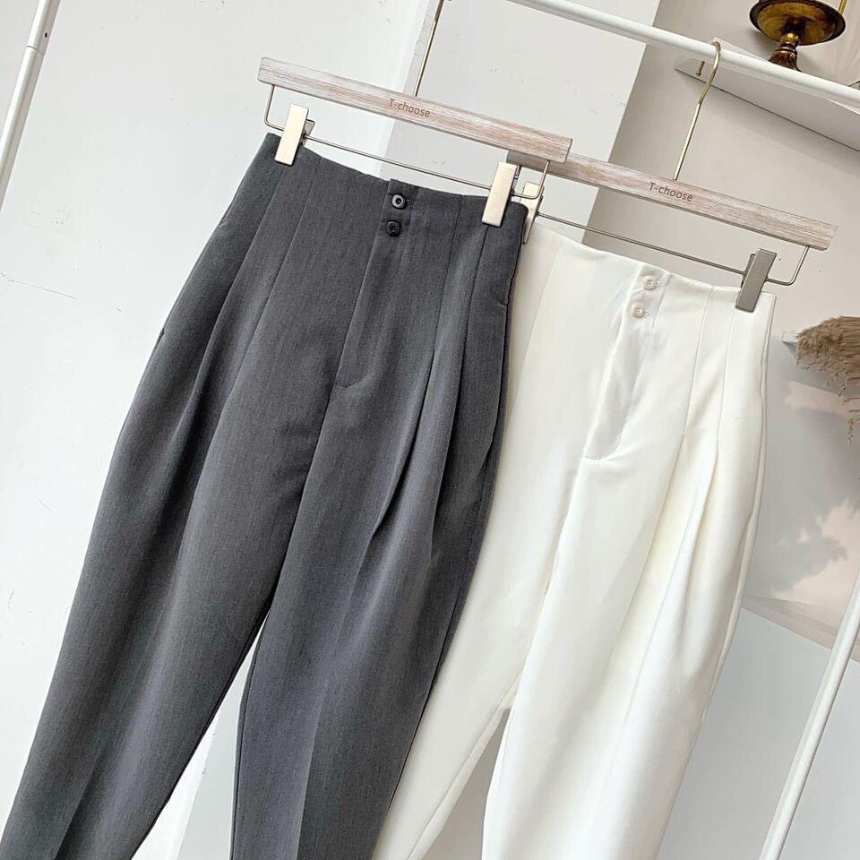 Quần tây công sở nữ, quần baggy lưng cao