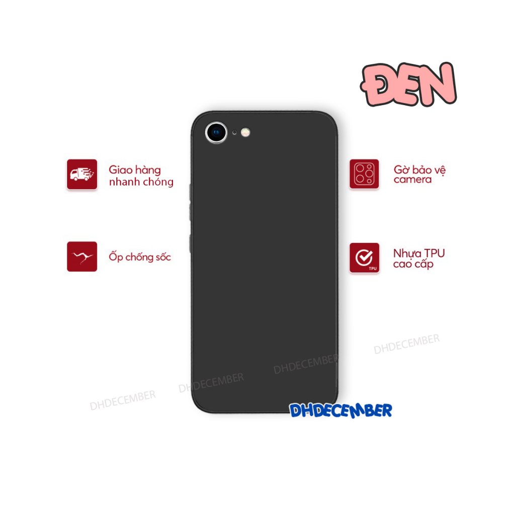 Ốp lưng iphone 6/6s / 7 / 8 /se 2020 cạnh viền vuông, ốp mềm dẻo bảo vệ camera