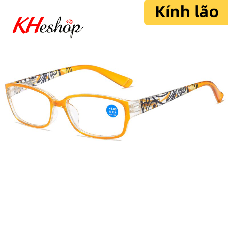 Kính lão cho người lớn tuổi in hoa văn phong cách Retro đơn giản thanh lịch, Kính lão thị viễn thị gọng lò xo siêu bền cho nam nữ đủ độ từ +1.00 - +4.00 mã Y2902 - kheshop