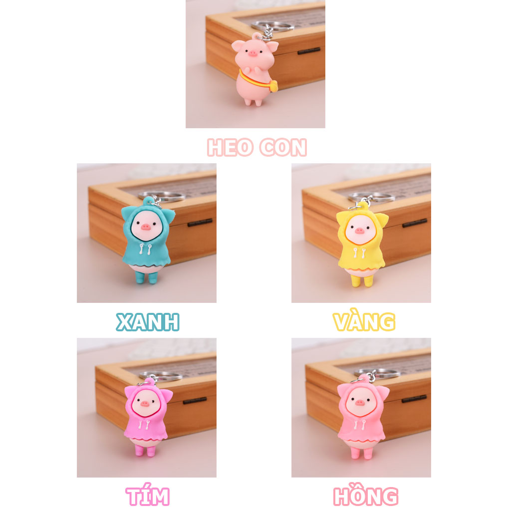 Móc khóa heo con mặc áo mưa cute