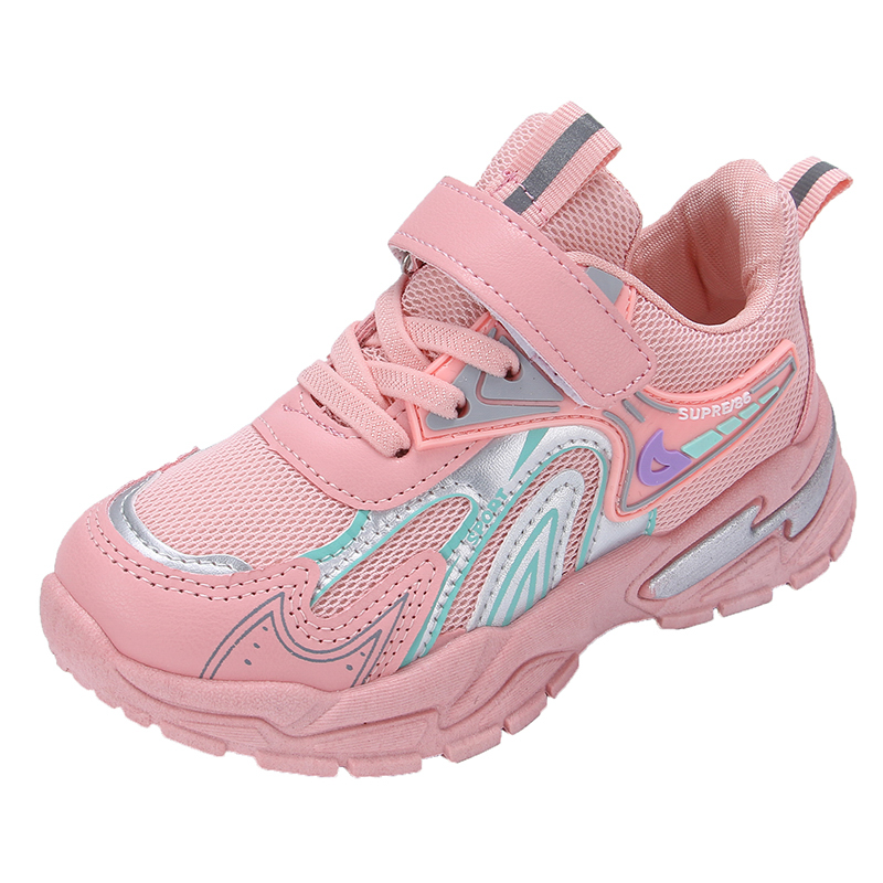 korea new fashion kids sneaker girl running shoes girl's velcro travel