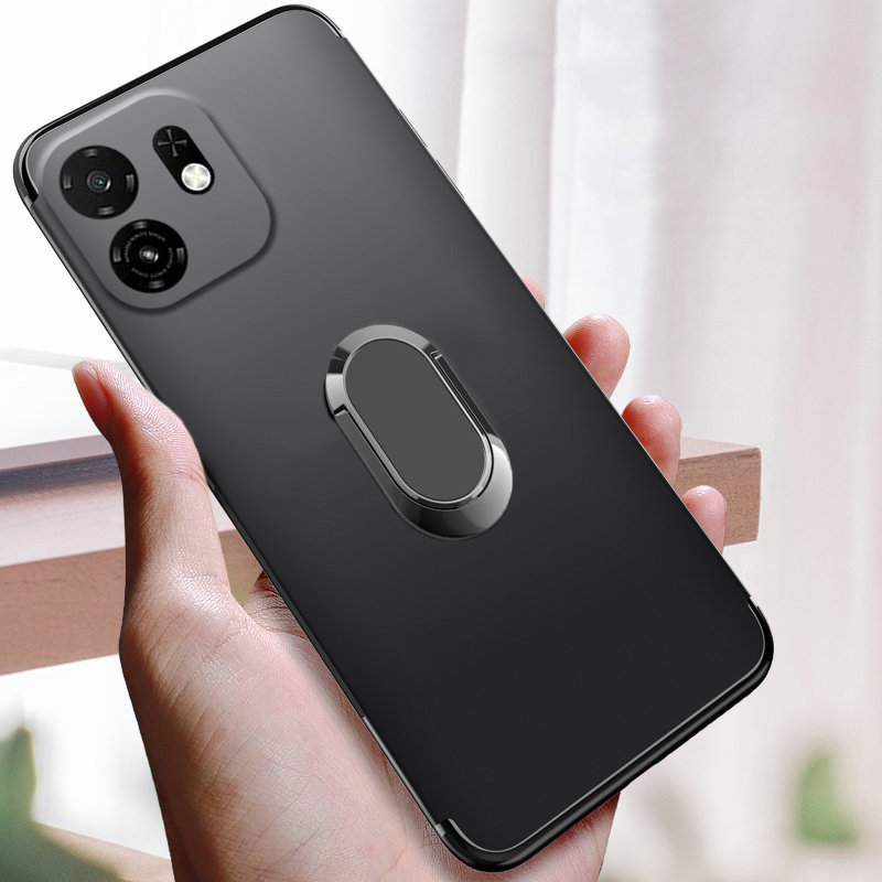 For itel A100C case Soft Silicone Matte Full Protector Shockproof Car Adsorb Holder Ring For itel A100C Back cover Phone Cases