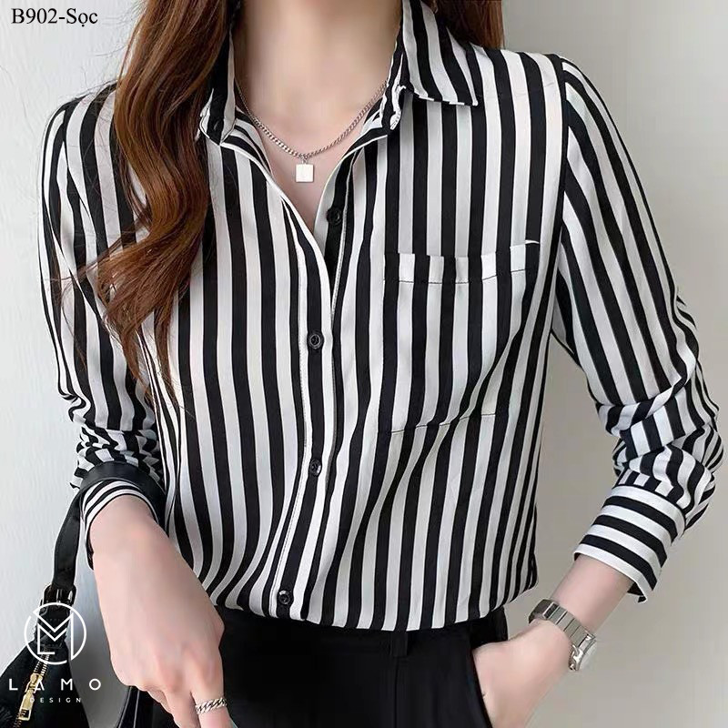 Áo sơ mi công sở nữ Lụa Mango cao cấp tay dài B902