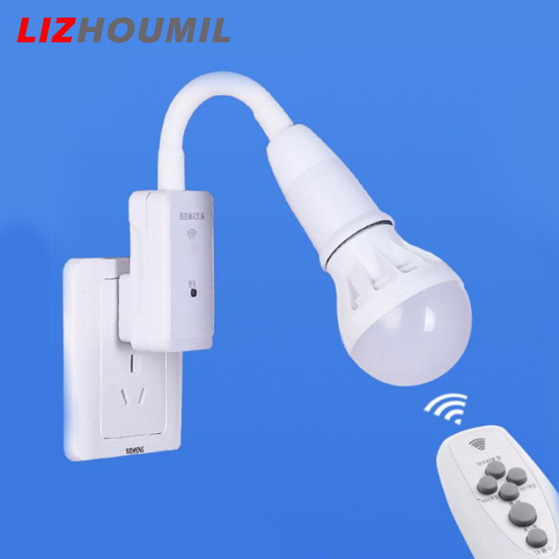 LIZHOUMIL E27 LED Remote Control Plug Lamp Holder Light Base for Night Light Bedside Lamp (without Light Source)
