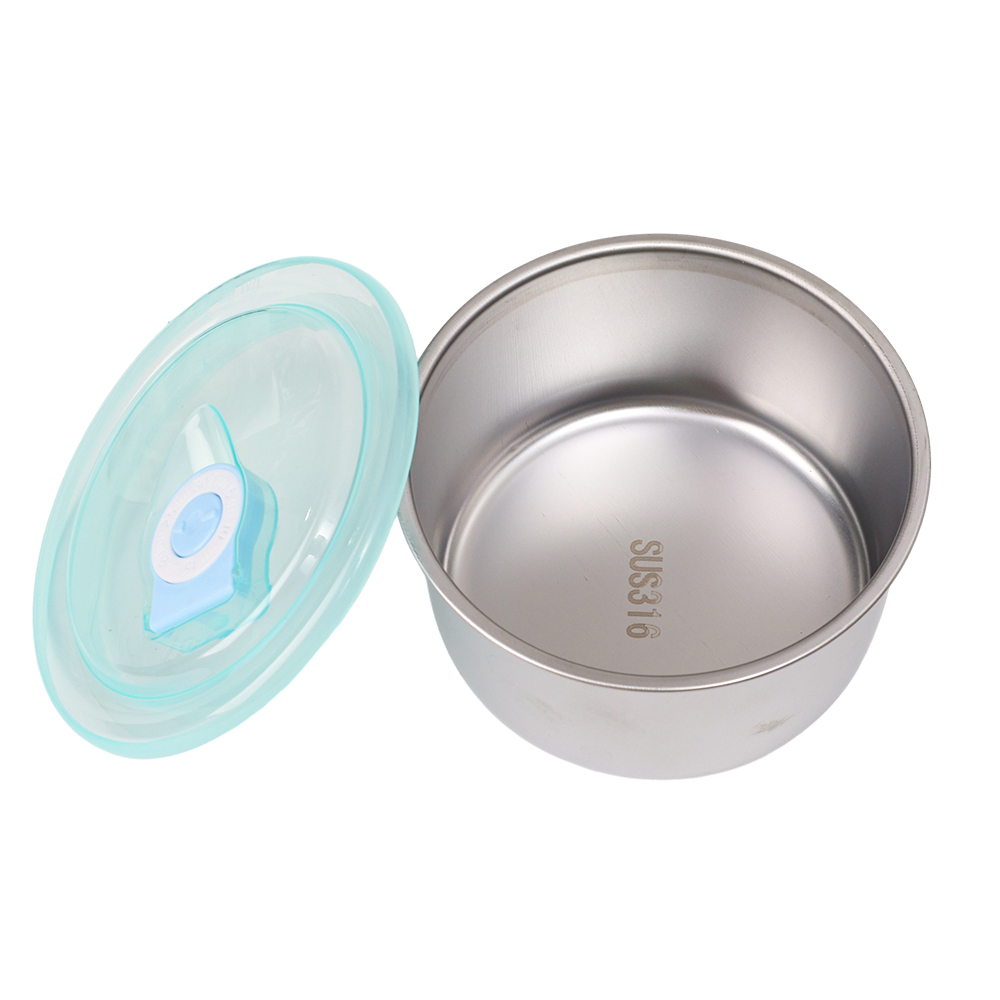 304 Stainless Steel Round Lunch Box with Lid Sealed Food Preservation Box Camping Picnic Lunch Box