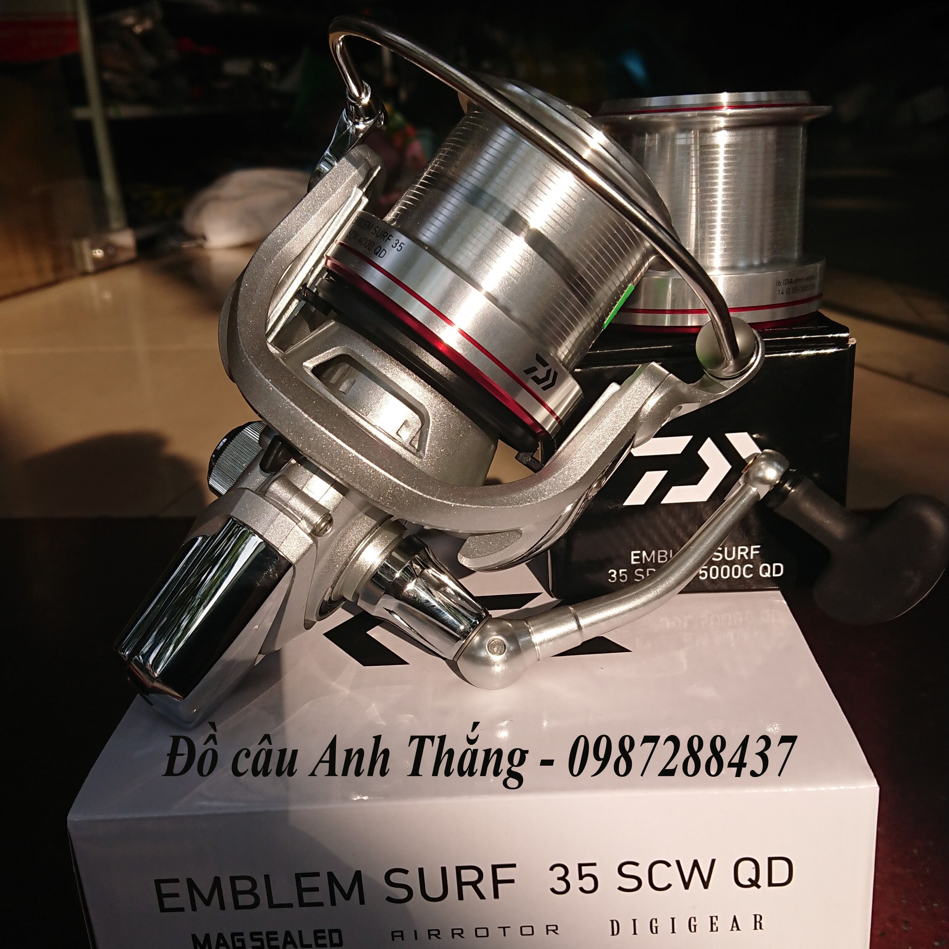 Máy câu cá cối nông DAIWA EMBLEM SURF 35 SCW QD lô Máy Câu Cá