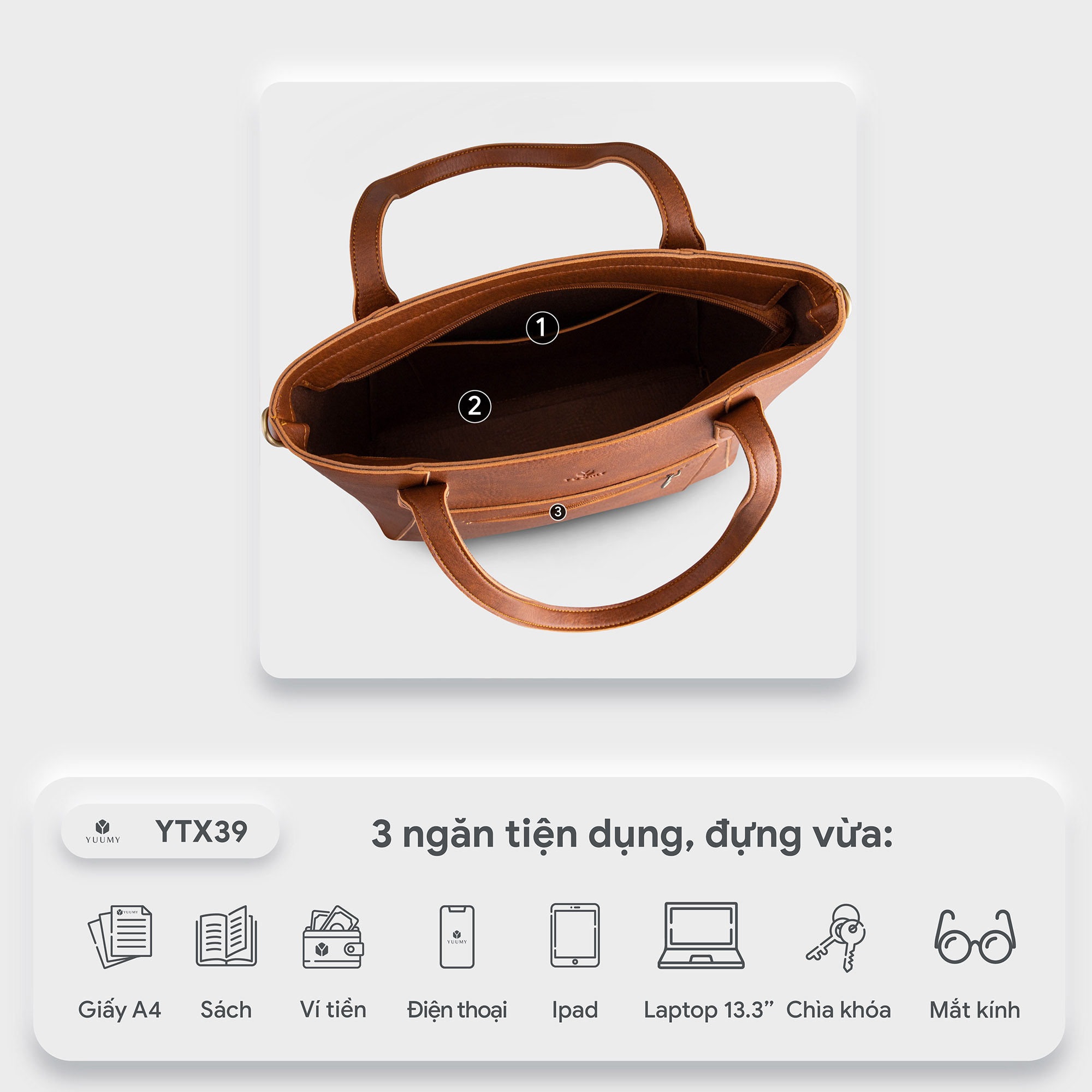 Túi Yuumy (Thời trang nữ công sở dáng đứng cỡ trung - Túi xách da Seasand YTX39)