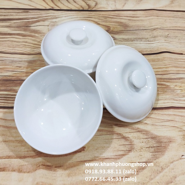 thố đựng súp sứ trắng Minh Long - thố đựng súp sứ trắng
