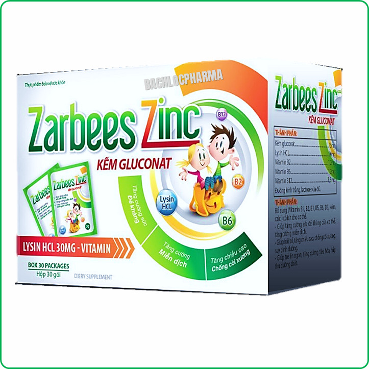 Kẽm Gluconate - Giúp Bổ Sung Kẽm, Lysine Giúp Ăn Ngon, Tăng Cường Sức Khỏe- Hộp 20 Ống