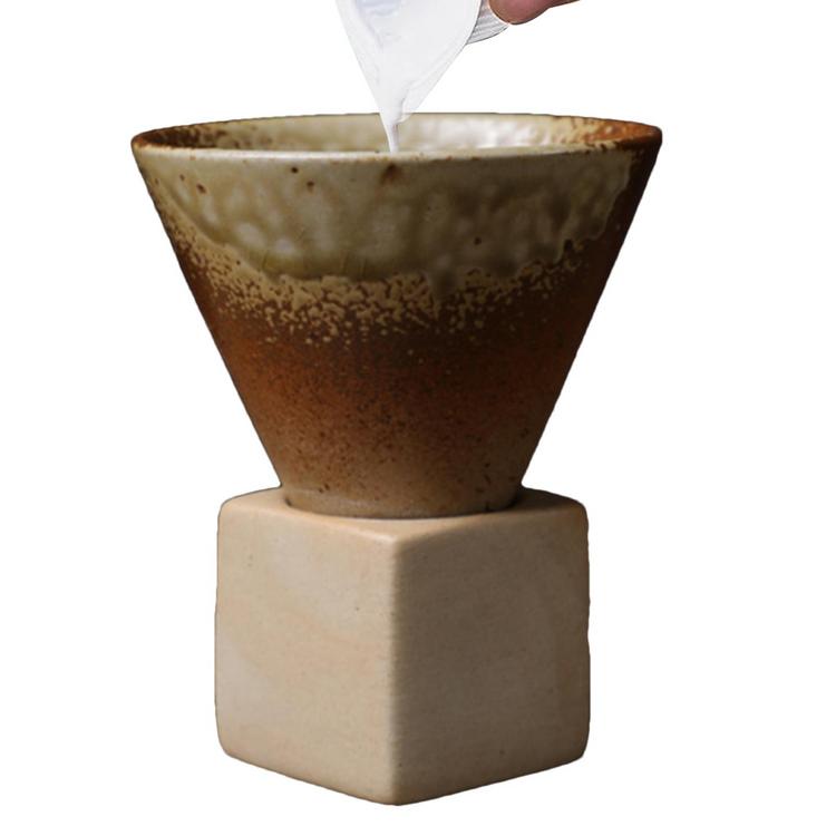 Coarse Ceramic Coffee Cup Ceramic Coffee Mug with Base Ceramic Mug with Base Creative Coffee Cup Funnel Coffee Tea Cup 200Ml/7 Oz Ceramic Cup Cone Shape Porcelain Mug Coarse fitting