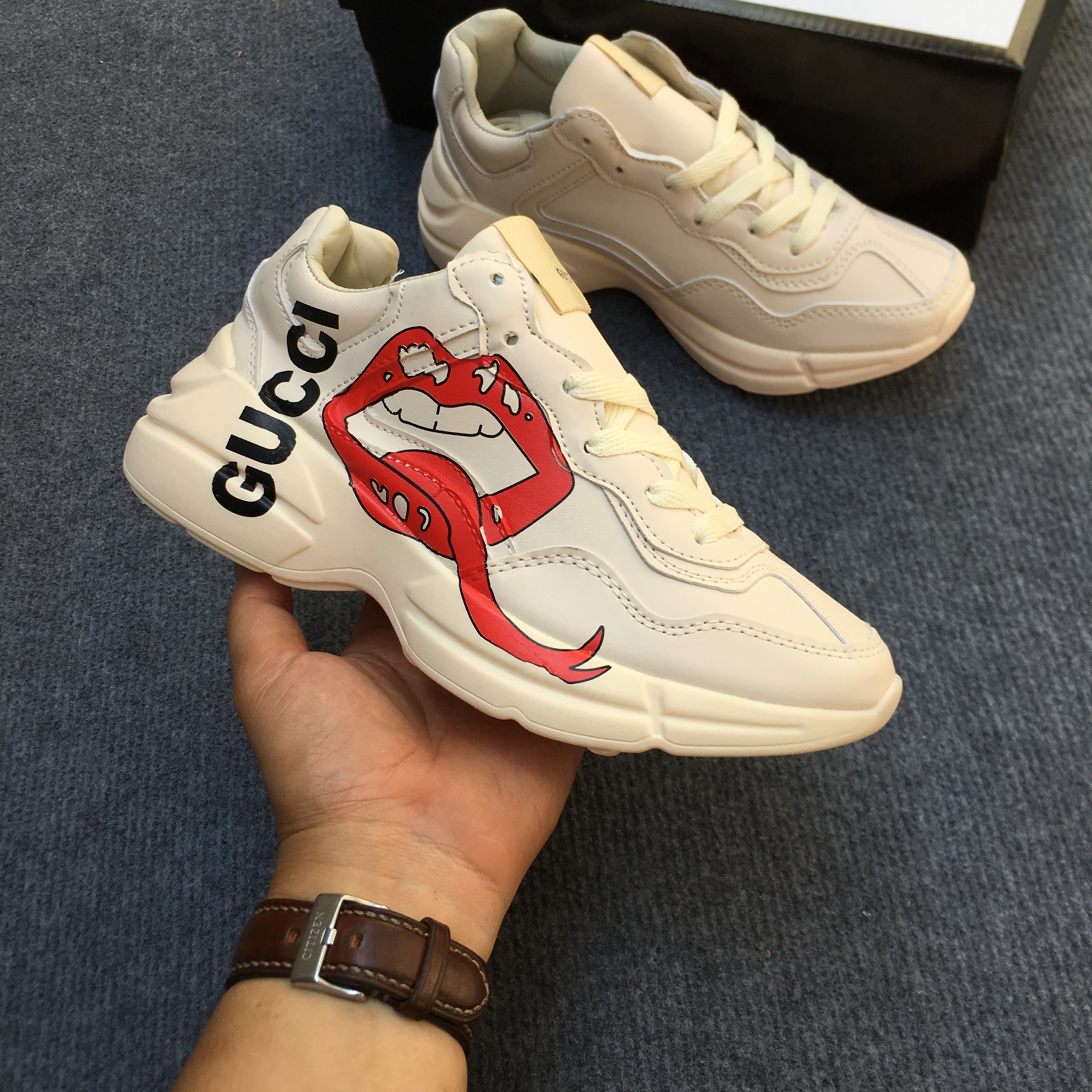 [Tặng kèm Hộp Tất Lọ Tẩy]giày gucci chunky môi thể thao nam nữ