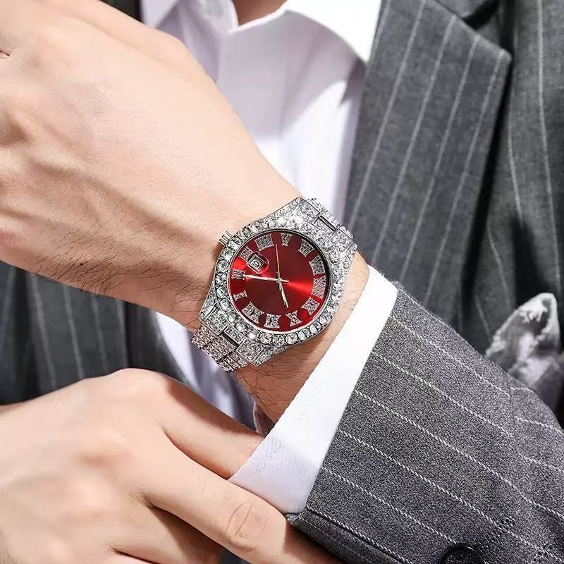 【Exclusive Offer】Unisex Watches - Men's & Women's Steel Strap Hip-Hop Roman Numeral Diamond Studded Calendar Quartz Watches for Students