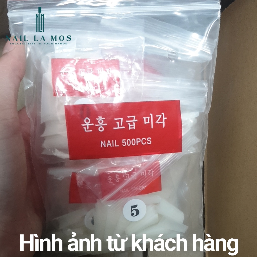 Móng tip Hàn, móng nối hàn không khấc, túi 500 móng đắp gel, đắp bột