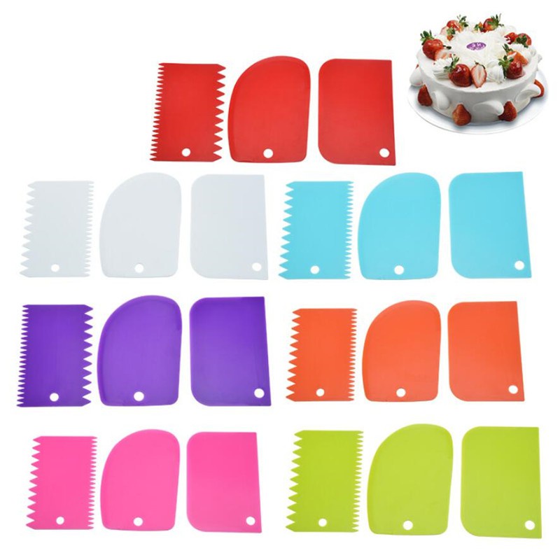 Set 3 dụng cụ chà láng làm mịn răng cưa trang trí bánh