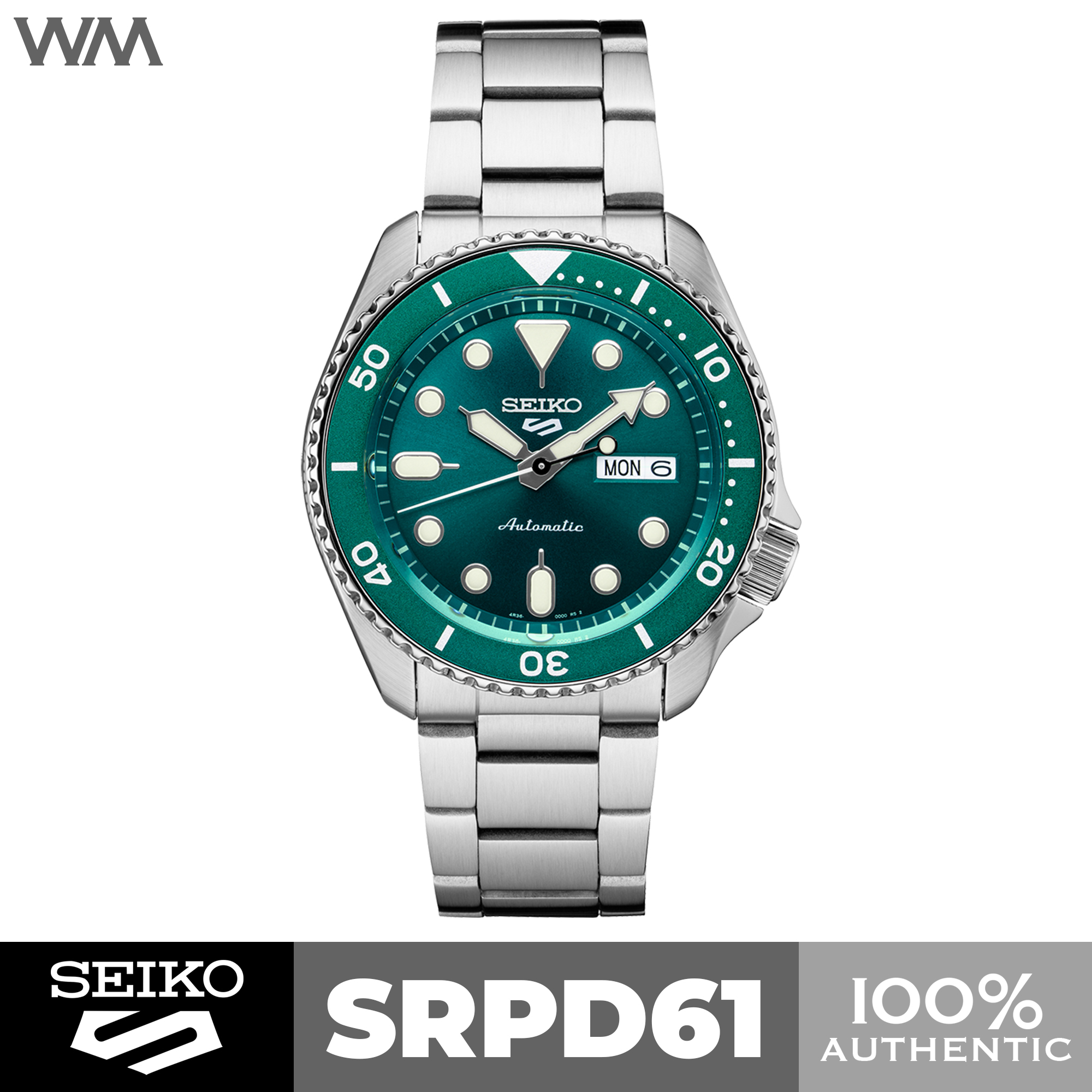 Seiko 5 Sports Green Dial Stainless Steel Automatic Watch SRPD61 | Lazada PH