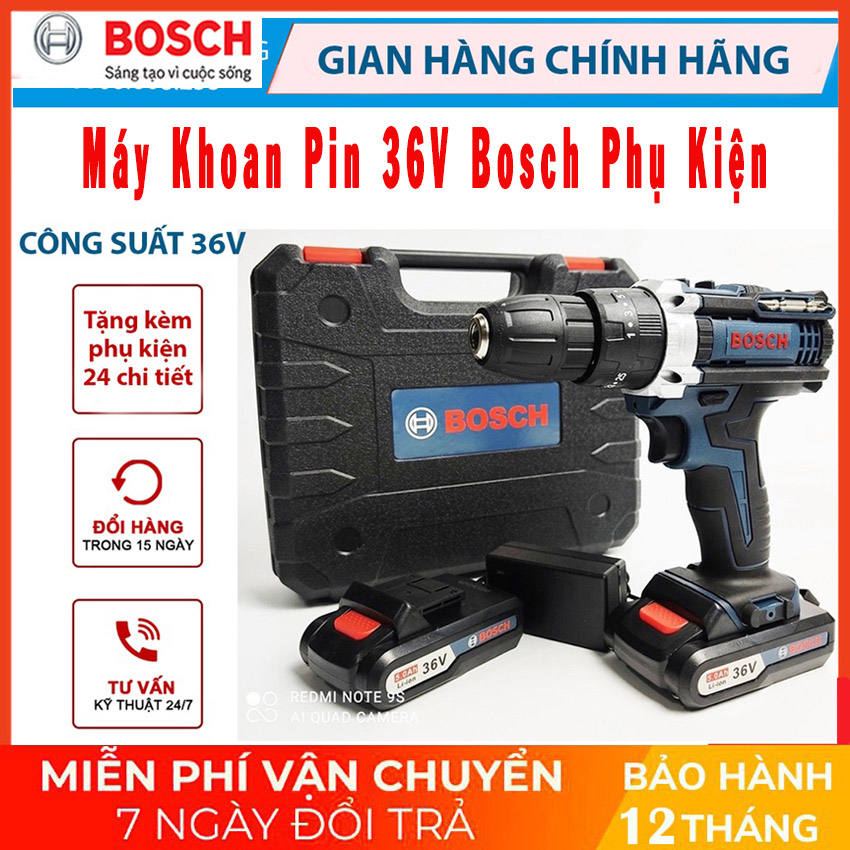 Máy khoan pin bắt vít 36v - có búa - đầy đủ đồ nghề - khoan tường bắn vít - máy khoan pin bossch 36v + 24 chi tiết lõi đồng có búa - máy khoan điện