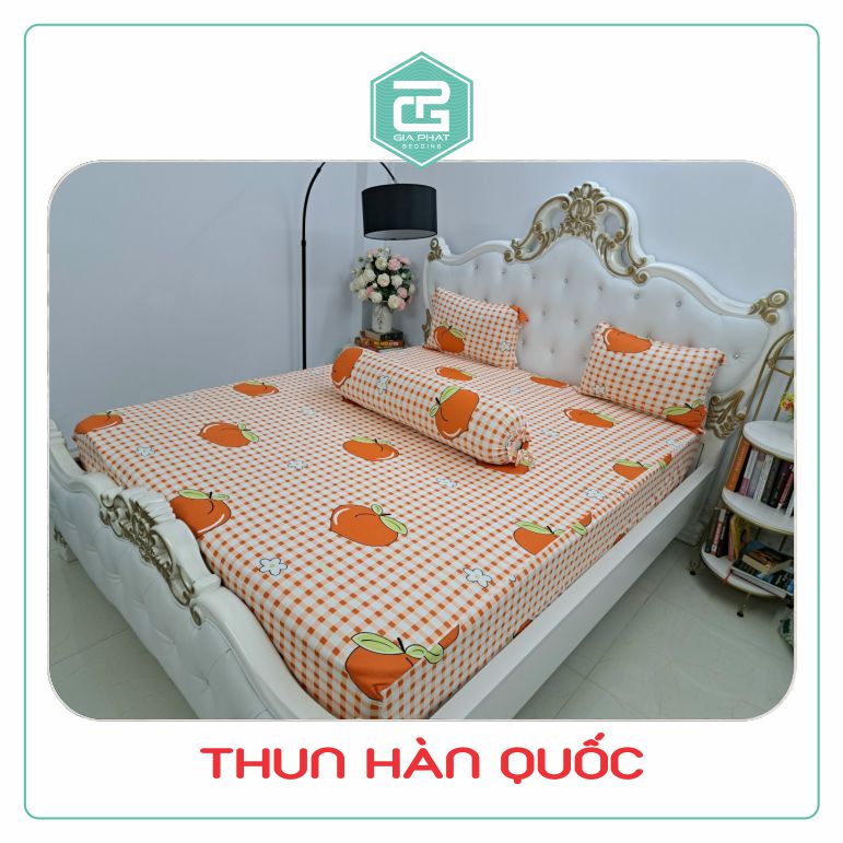 Bộ ga Thun Lạnh Hàn Quốc 4 món (1 ga bọc + 2 vỏ gối nằm + 1 vỏ gối ôm)