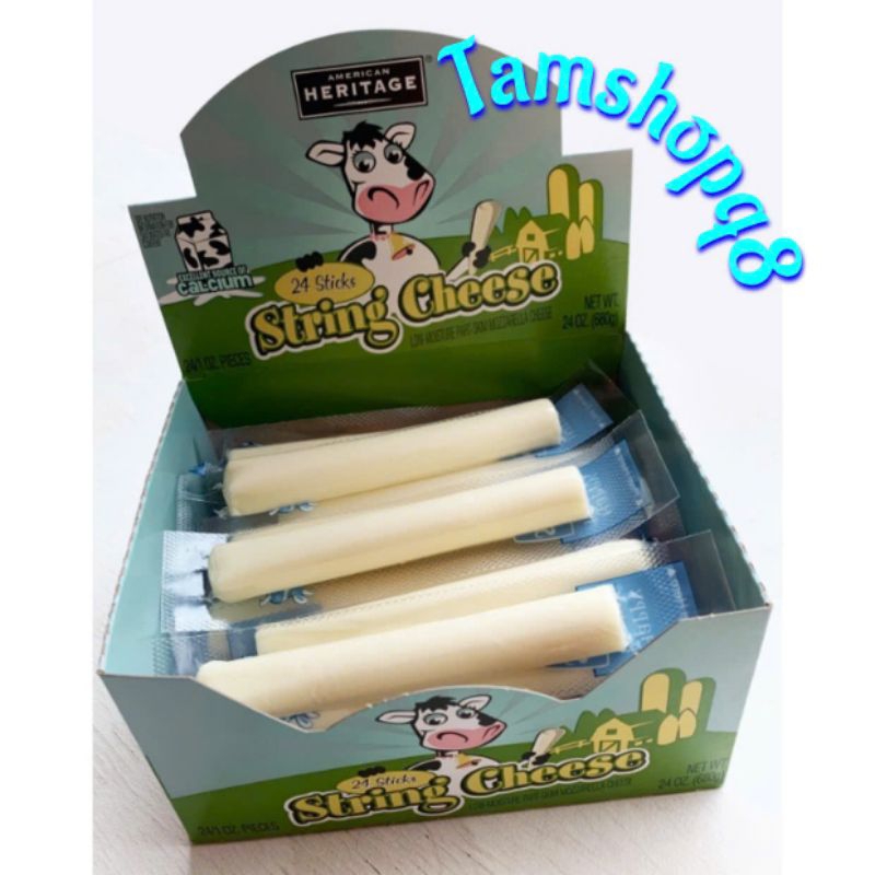 𝗖𝝤𝝡𝗕𝗢 𝟭𝟬 𝗧𝗛𝗔𝗡𝗛 PHÔ MAI QUE KÉO SỢI AMERICAN HERITAGE STRING MOZZARELLA (𝗧𝗛𝗔𝝢𝗛 𝟮𝟴𝗚)