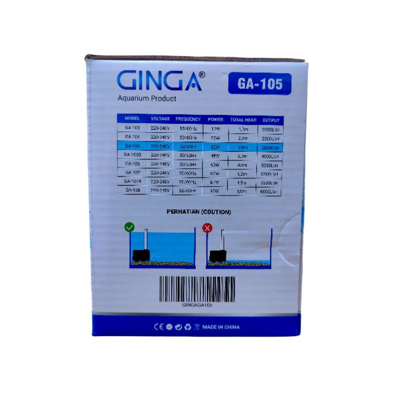 POMPA KOLAM POMPA AIR MANCUR GINGA GA 105