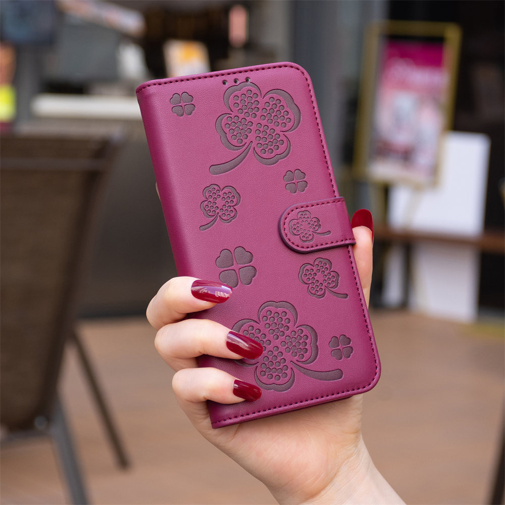 Case For Xiaomi Redmi Note 9 Pro Max Note 9s Redmi Note 8T Redmi 9 Redmi Note 9 Redmi 10X 4G Redmi 9A Redmi 9C Redmi 10A Poco C31 Redmi Note 8 Pro Fashion PU Leather Four Leaf Clover Phone Case Flip Folio Card Wallet Protective Back Cover