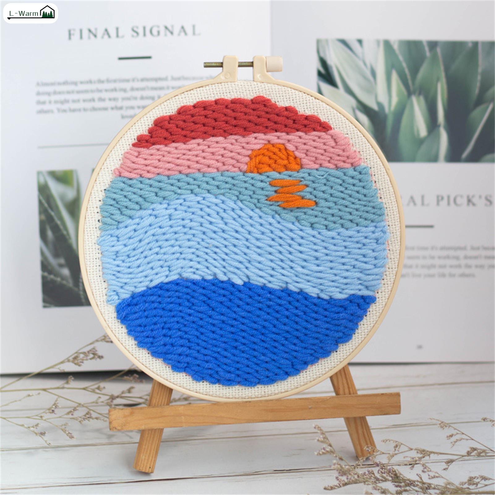 L-Warm Punch Needle Embroidery Kit Adults Starter Cross Stitch Kit DIY Needlepoint Kits for Birthday Party Family Gathering