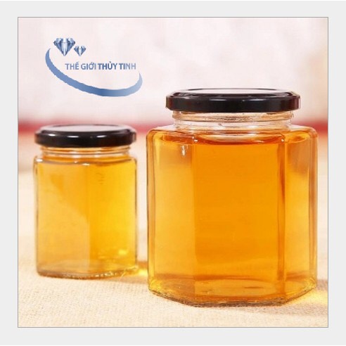 Lọ thủy tinh lục giác nắp thiếc