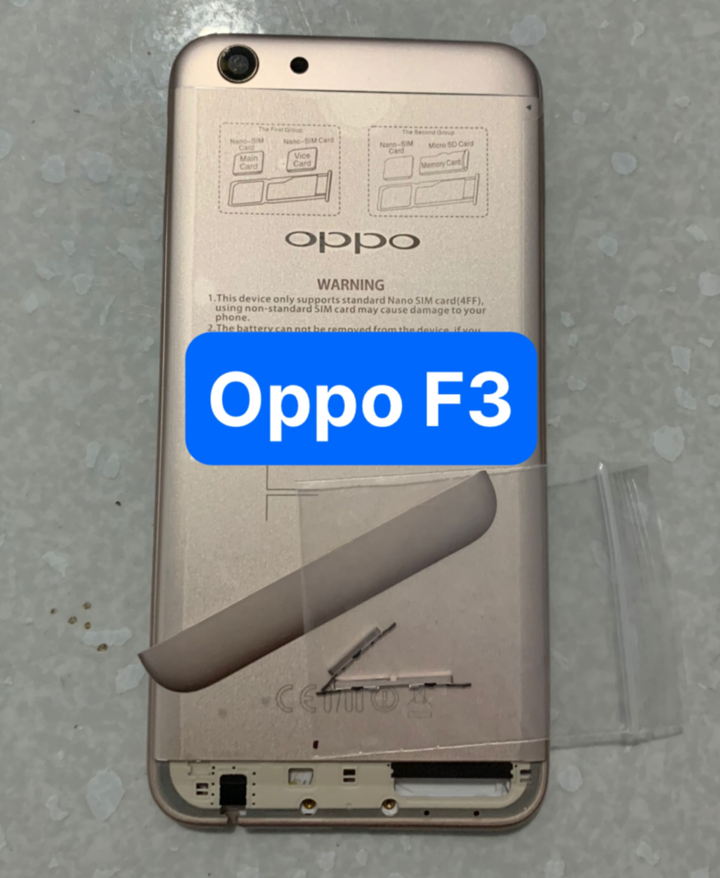 lưng vỏ oppo F3 (zin) kèm khay sim,phím
