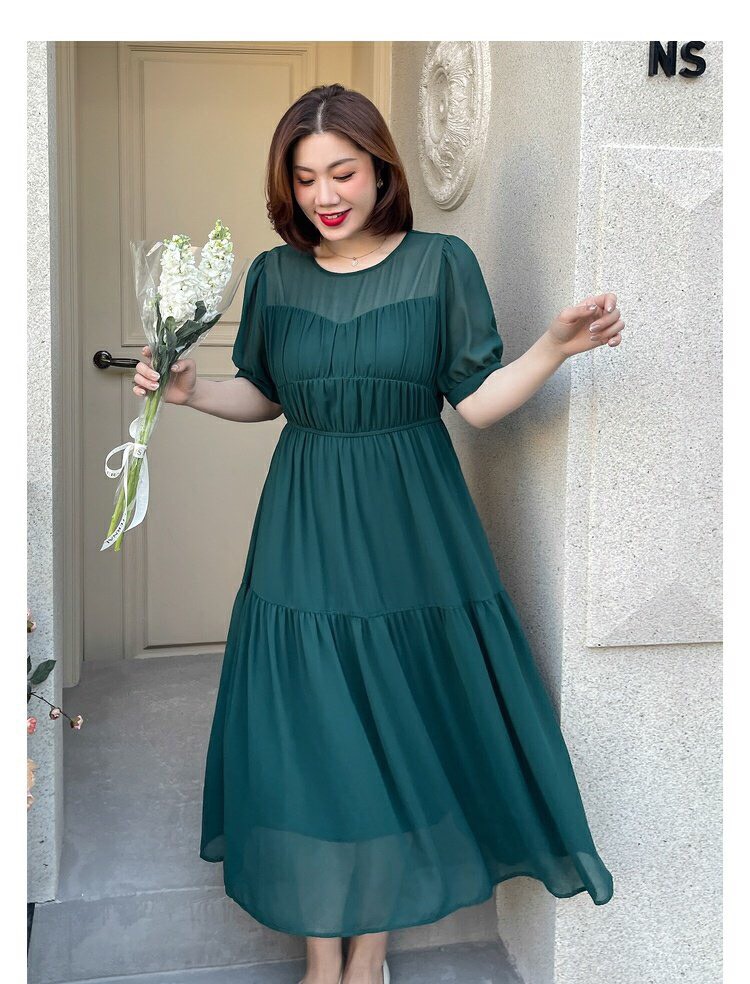 Đầm voan xòe tầng 2 lớp bigsize - BSxt422