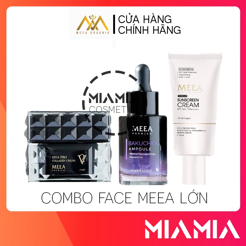 Combo face cá hồi v2 lớn meea origin giá sỉ chính hãng - kem face collagen v2 + serum bakuchiol + kem chống nắng