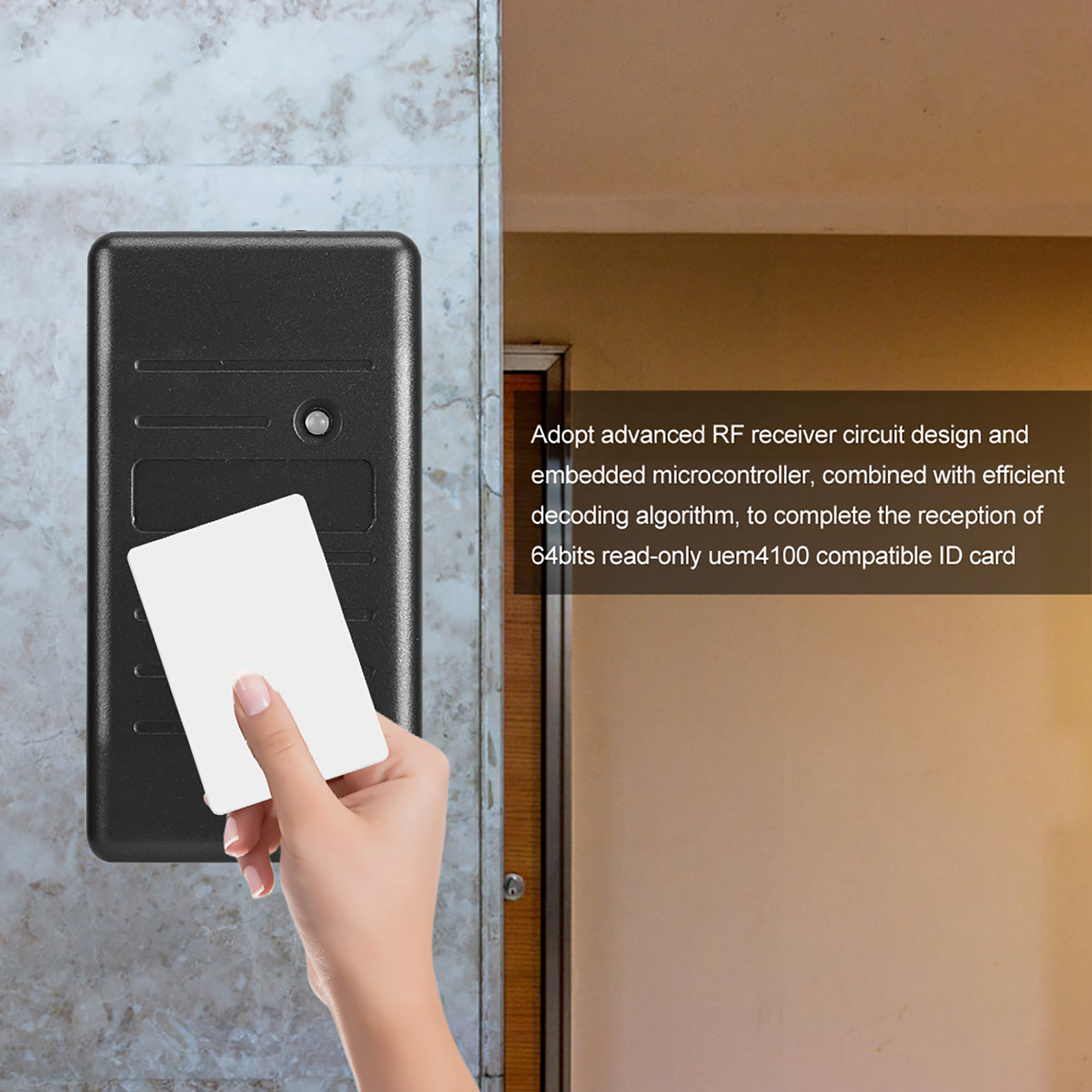 RFID Card Reader Small Working Current Easy Install Moisture Proof High Receiving Sensitivity Wiegand 26 Card Reader for Attendance