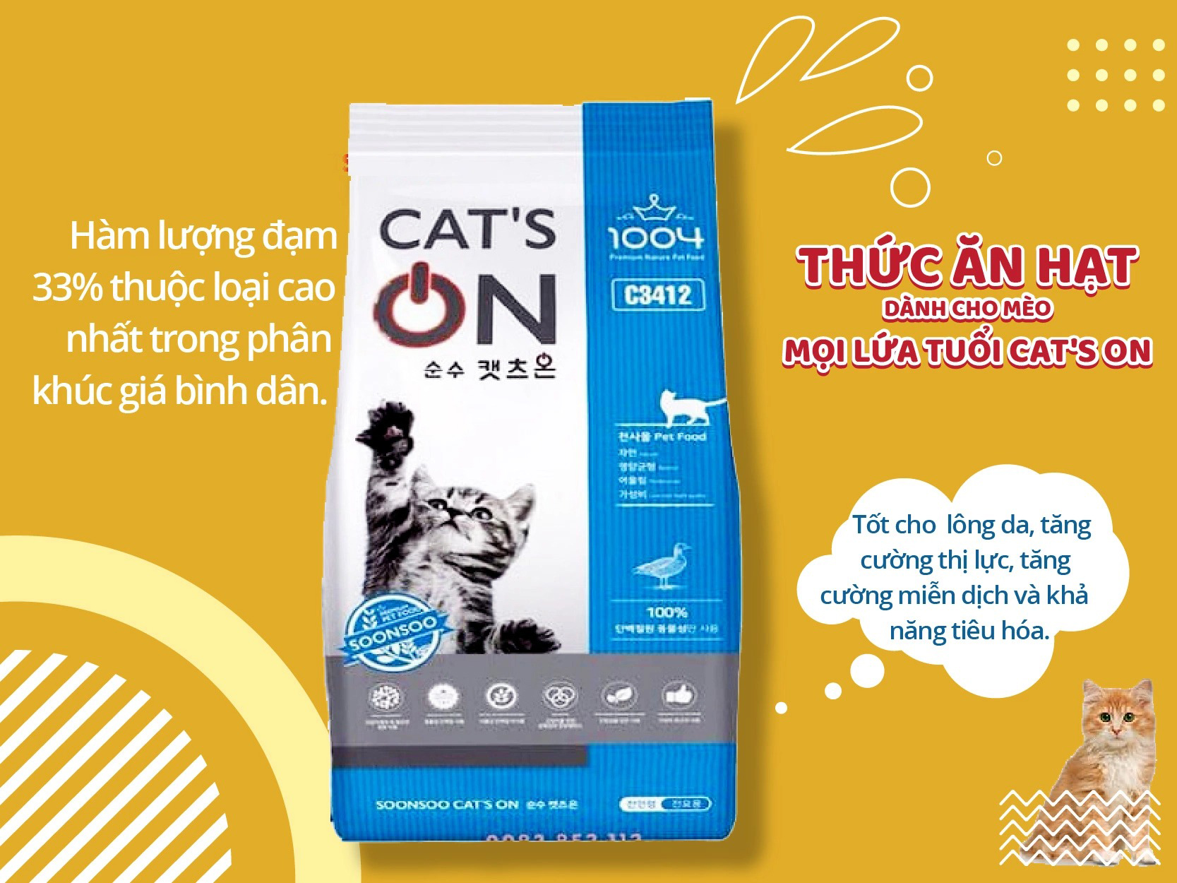 Thức Ăn Hạt Cat's On Cho Mèo Mọi Lứa Tuổi 5KG (Hàn Quốc) - [Nông Trại Thú Cưng]