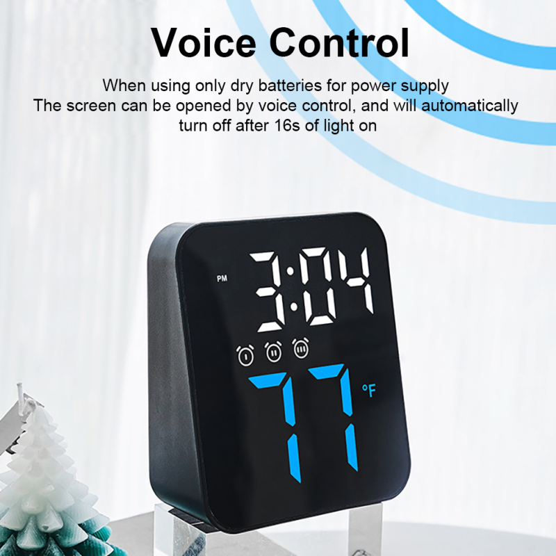 Led Electronic Digital Alarm Clock With Temperature Time Date Display 2 Levels Adjustable Brightness Bedside Clock For Home Decor