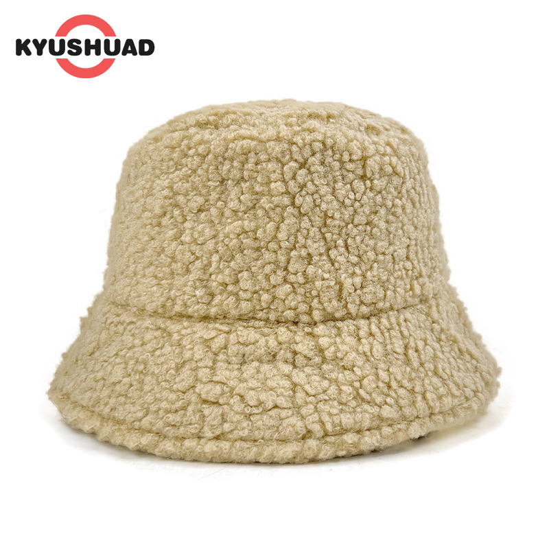KYUSHUAD Winter bucket hat outdoor warm hat solid color bucket hat