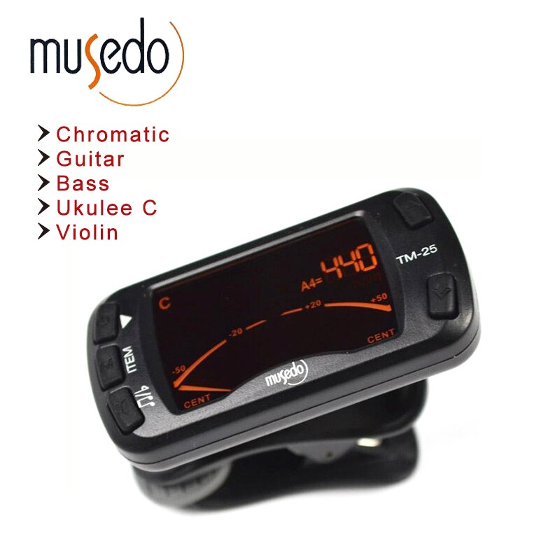 Musedo TM-25 Clip-On Electric Tuner & Metronome Guitar Chromatic Bass Violin Ukulele Universal Multiftion Portable