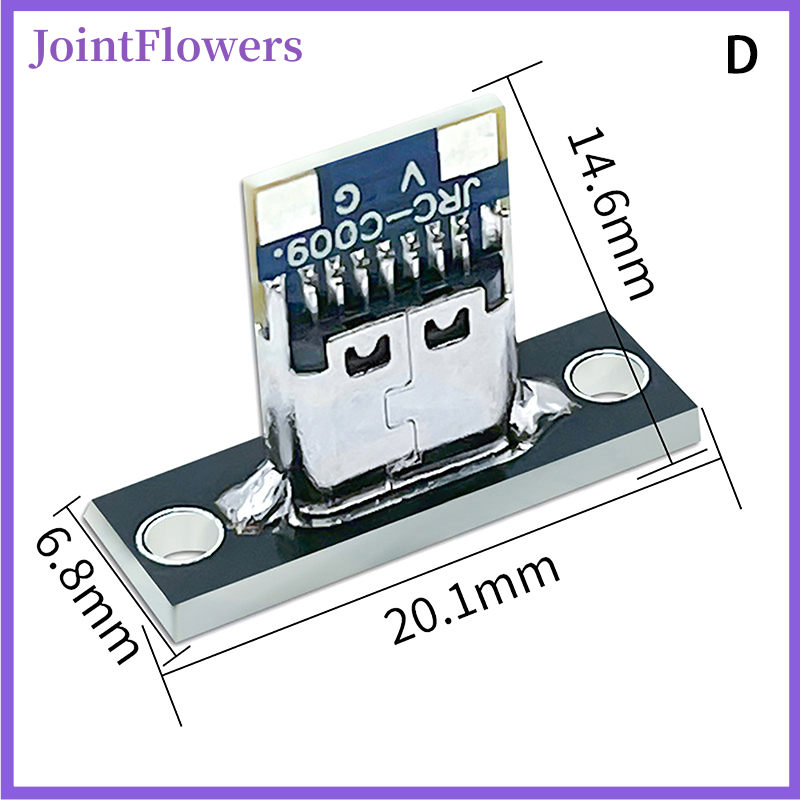 JointFlowers 1pcs Type-C Female Connector Jack Charging Port USB 3.1 Type C Socket With Fixing Plate