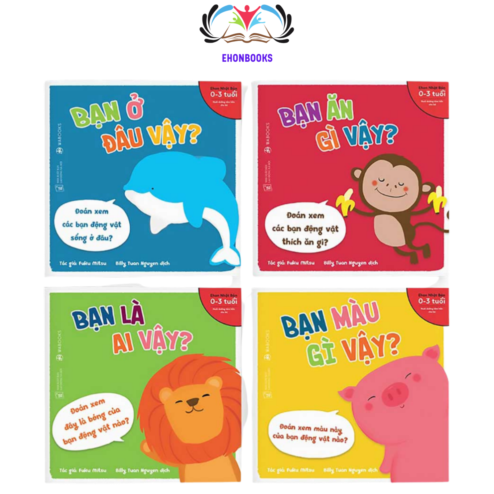 Sách ehon - combo 4 cuốn bạn là ai vậy - ehon nhật bản cho bé 0 - 3 tuổi